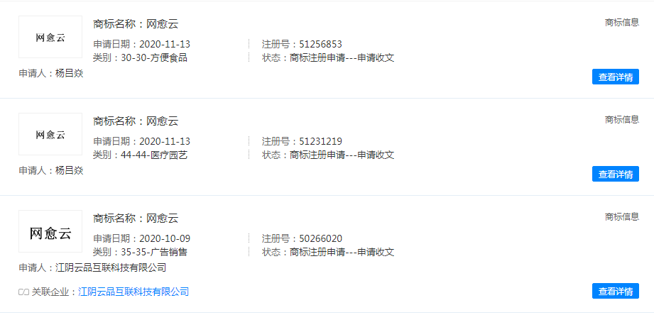 網(wǎng)易云音樂申請(qǐng)了網(wǎng)愈云商標(biāo)